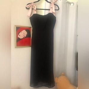 The Tie Shoulder Side Slit Midi Dress